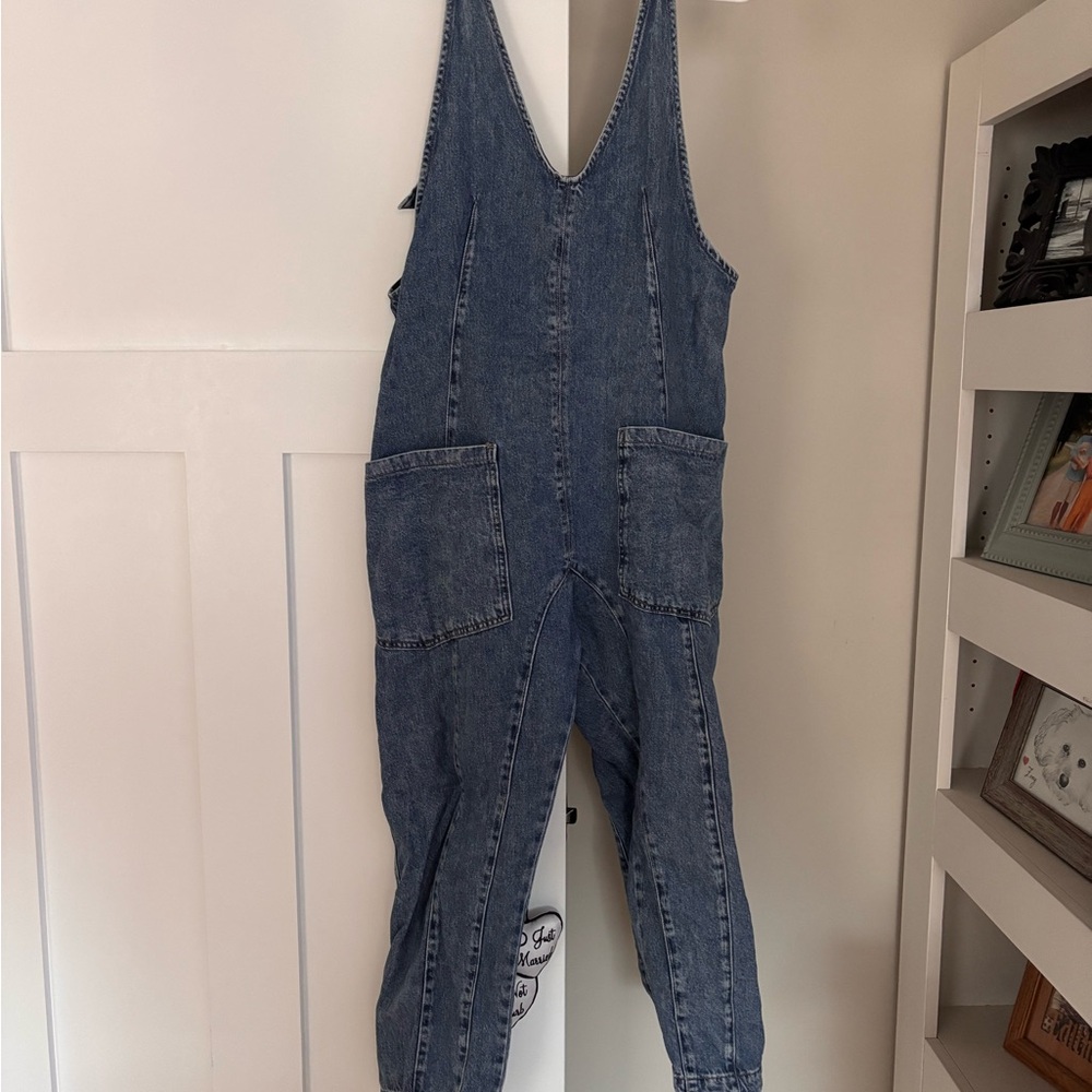 Free People Blue Denim Jumpsuit